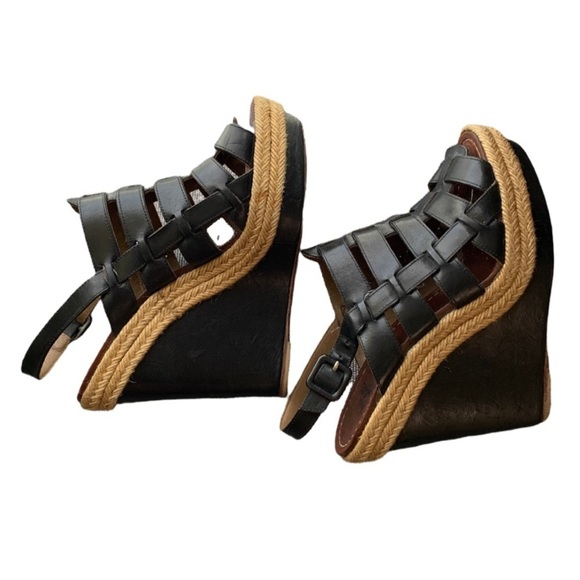 Christian Louboutin Black Barcelona Leather Wedge Sandal Size 39 - Picture 4 of 16